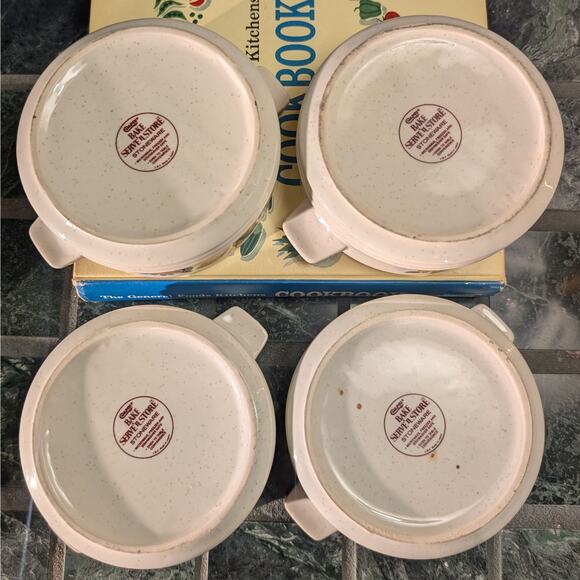 4 Pc 1970s Capri Bake Serve'n Store Stoneware Individual Lidded Casserole Dishes - Picture 9 of 10
